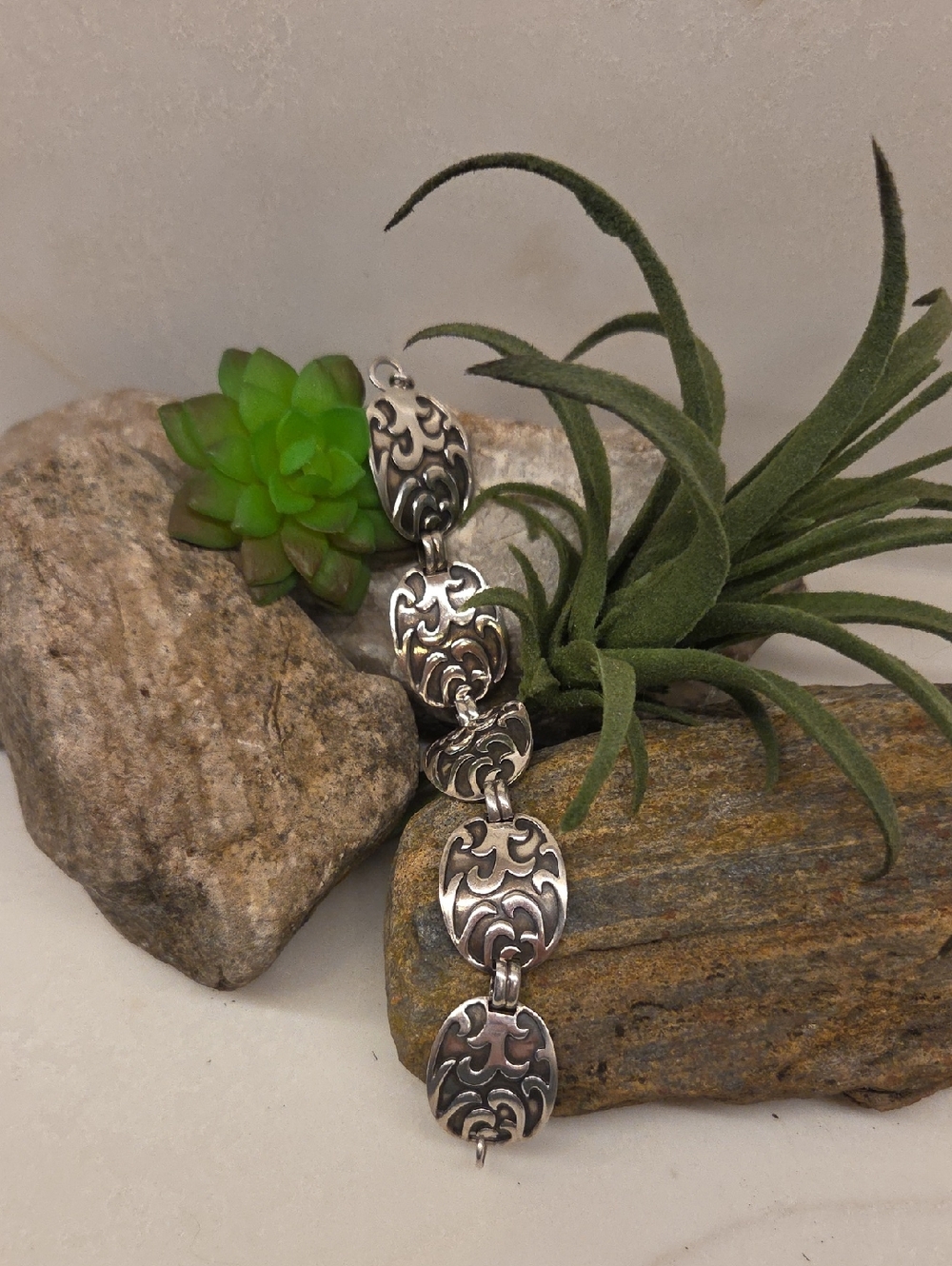 Silpada Sterling Silver Filigree Disc Link Bracelet